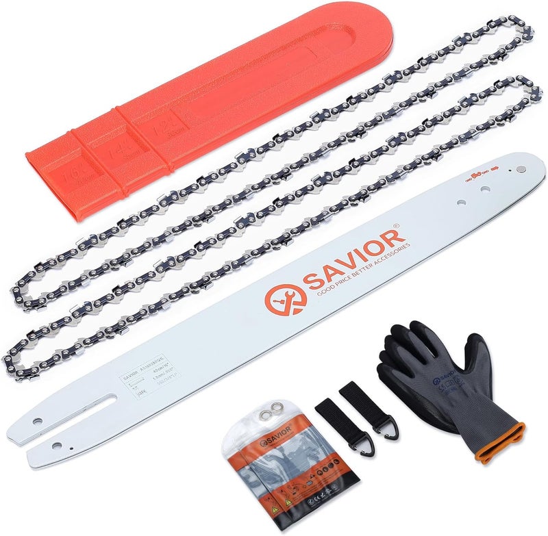 Savior 16 Inch Chainsaw Bar and S55 Chain Combo, 3/8" LP Pitch .050" Gauge 55 Drive Links for Stihl MS170 MS180C, Replacement Chain Saw Bar 105668 160SDEA074(Chain*2+Bar*1) - Image 1